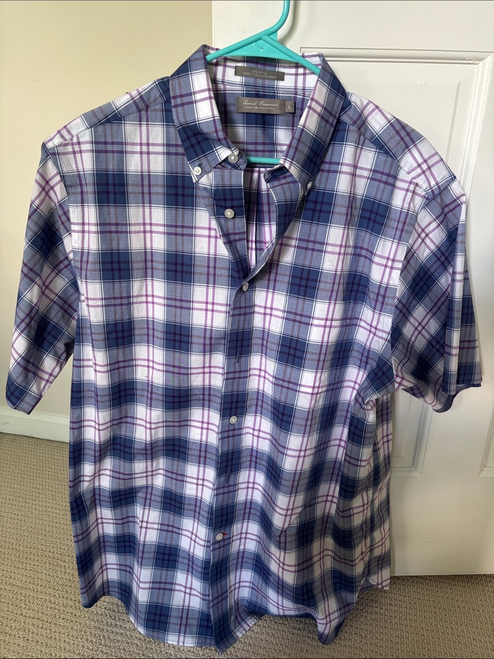 Daniel Cremieux Purple & Blue Plaid Cotton Button-Down Shirt